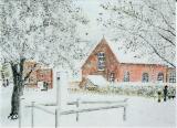 Thornborough in winter from a painting by Mark Neenan